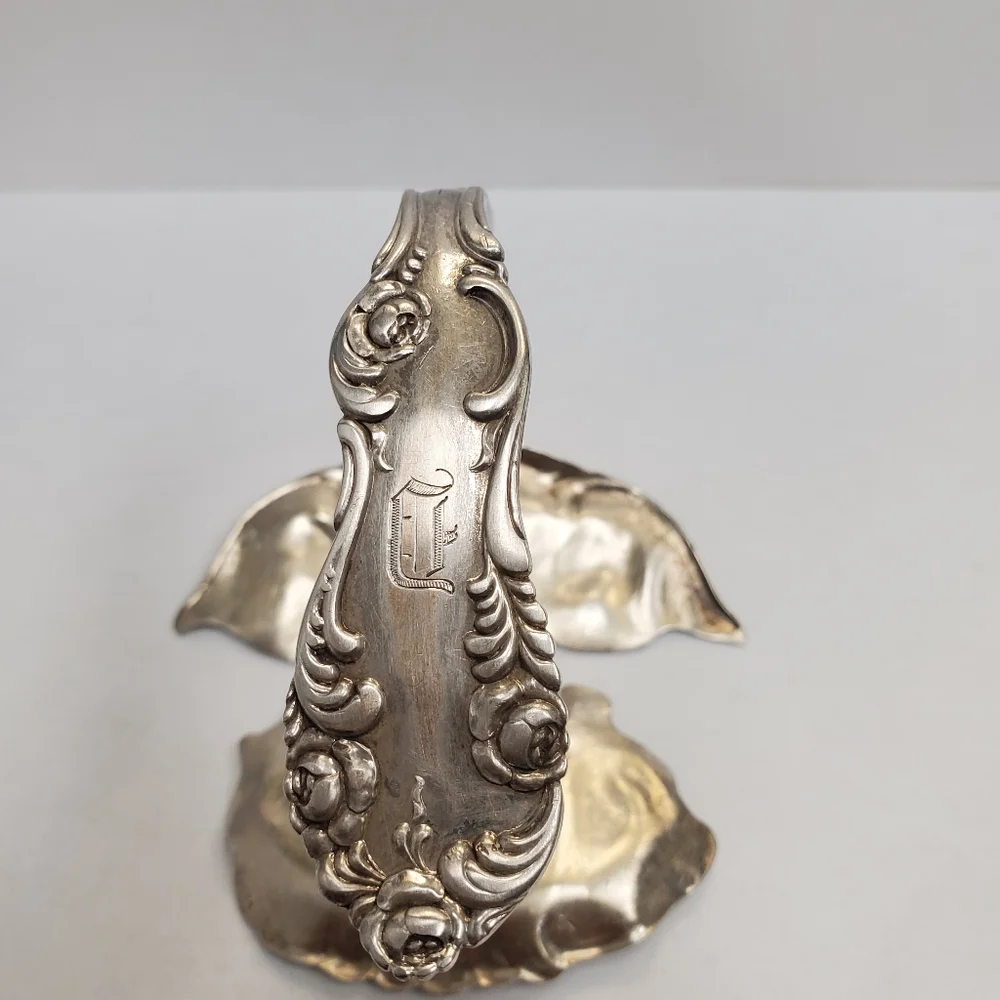 HANDMADE FOLK ART STERLING SILVER SPOON CUFF BRACELET. VINTAGE 1970'S - Picture 5 of 6